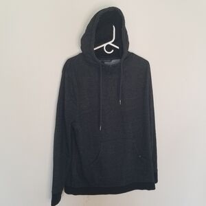 Pact Organic Black Gray Hoodie Pockets Cowl Neck Thumb Holes XL